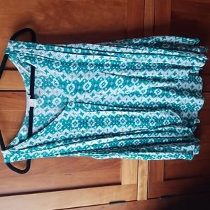 Lucky Brand NWOT drapey rayon shell in green and ivory, size XL